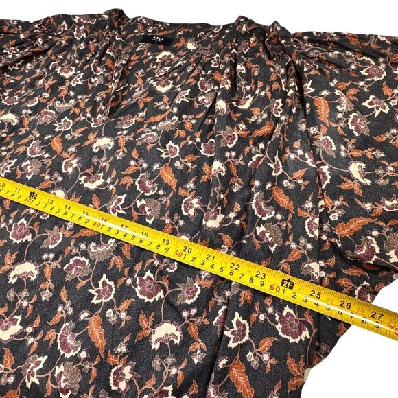 ABLE Boho Floral Top Blouse Sz.3XL Brown 100% Cotton Puff Sleeve Career Cottage - Picture 10 of 15